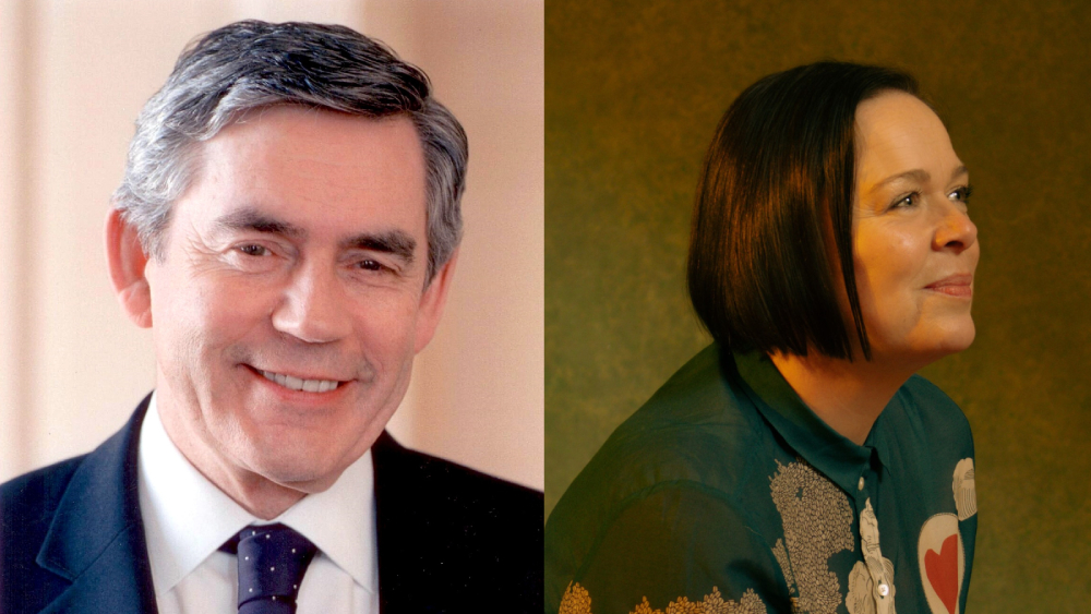 Former Prime Minister Gordon Brown (left) and award-winning composer Jessica Curry (right)