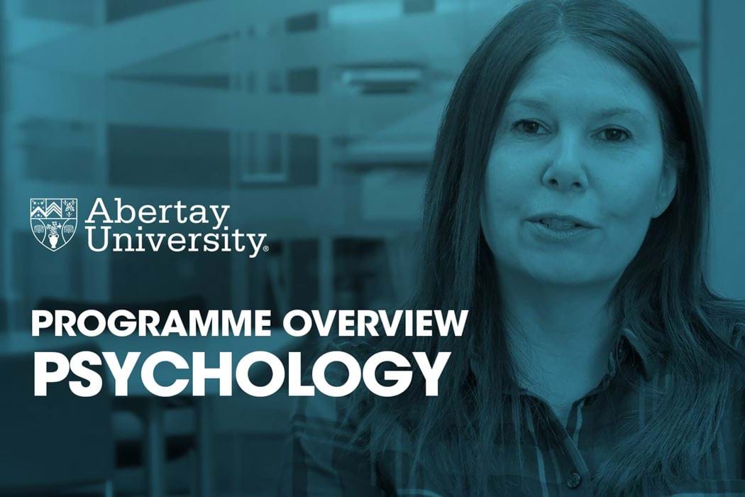 The thumbnail image for the Psychology overview video is a picture of the Programme Leader, Lynn Wright facing the camera.