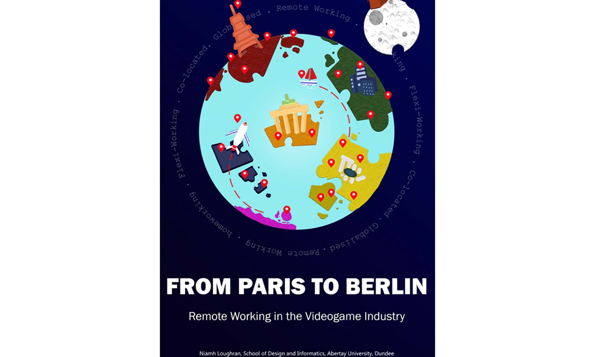 “From Paris to Berlin : Remote Working in the Video Game Industry” is a 2020 Digital Graduate Show project by Niamh Loughran, a Game Design Production student at Abertay University.