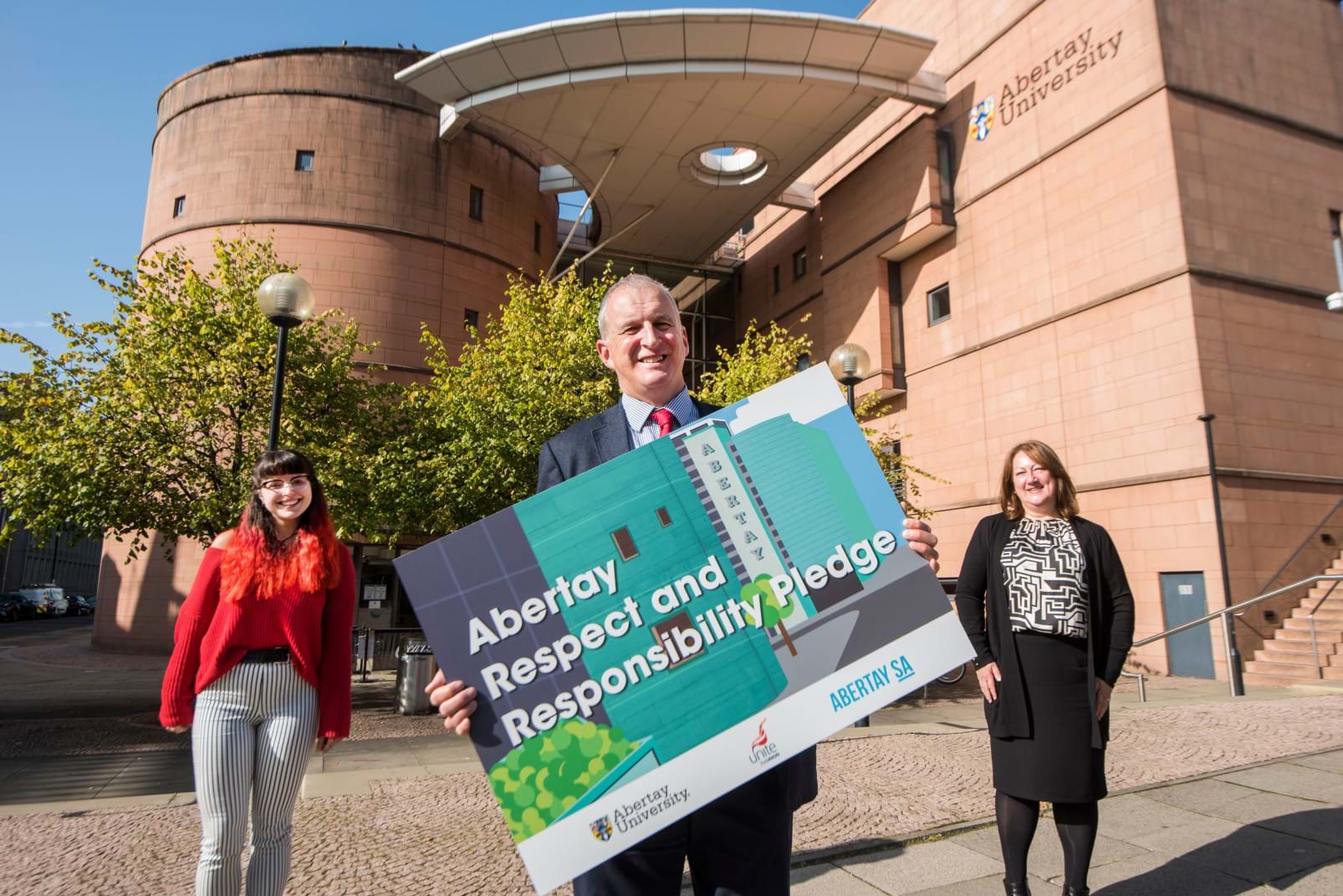 Staff and students from Abertay launch the pledge