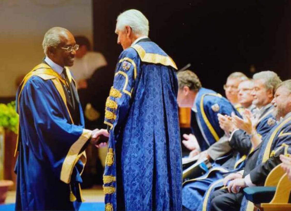 Professor Sir Geoff Palmer receiving his honorary degree at Abertay