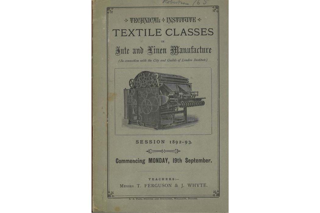 Dundee Technical Institute Textile Syllabus 1892-3