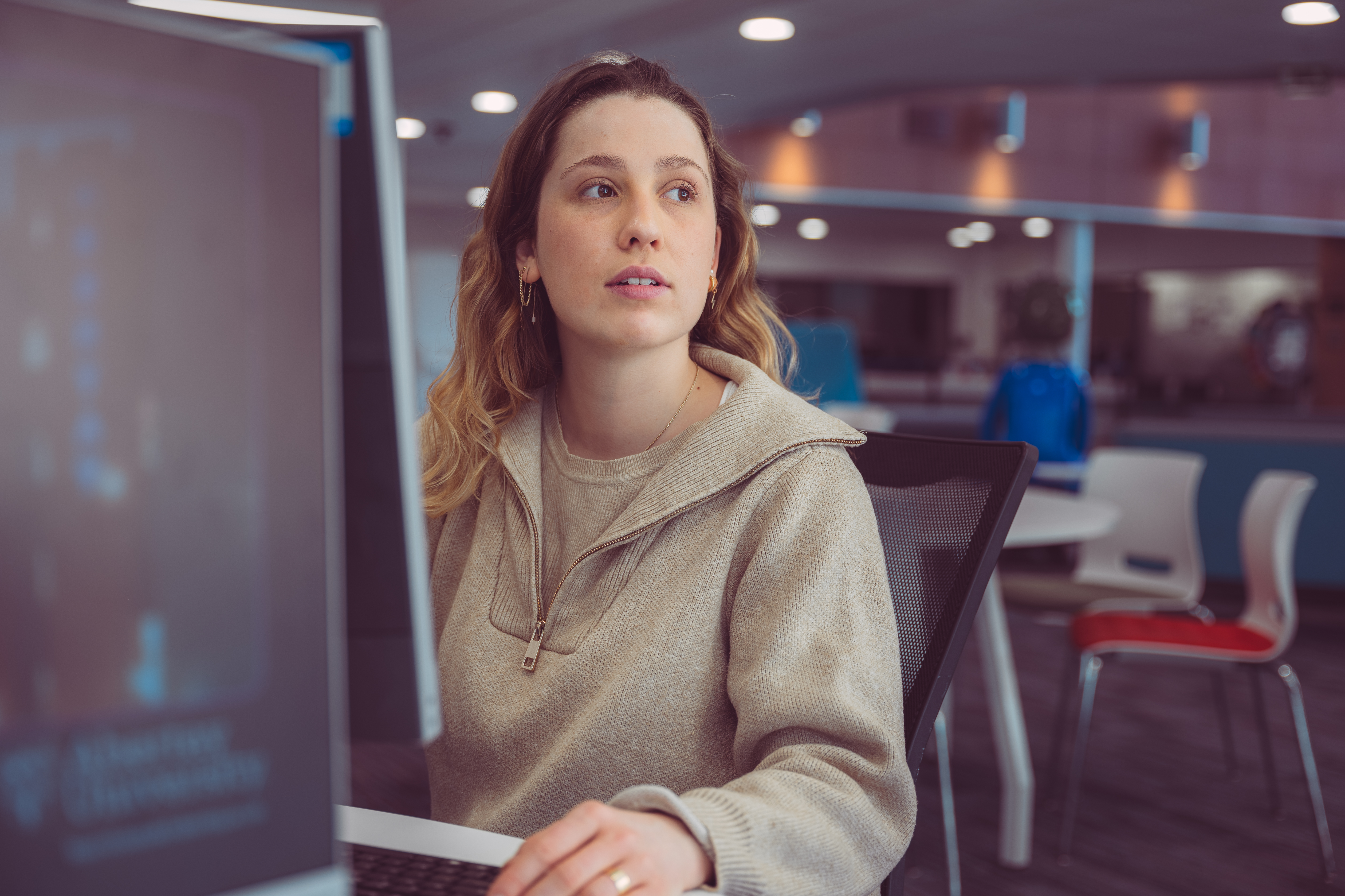 Student working at a PC