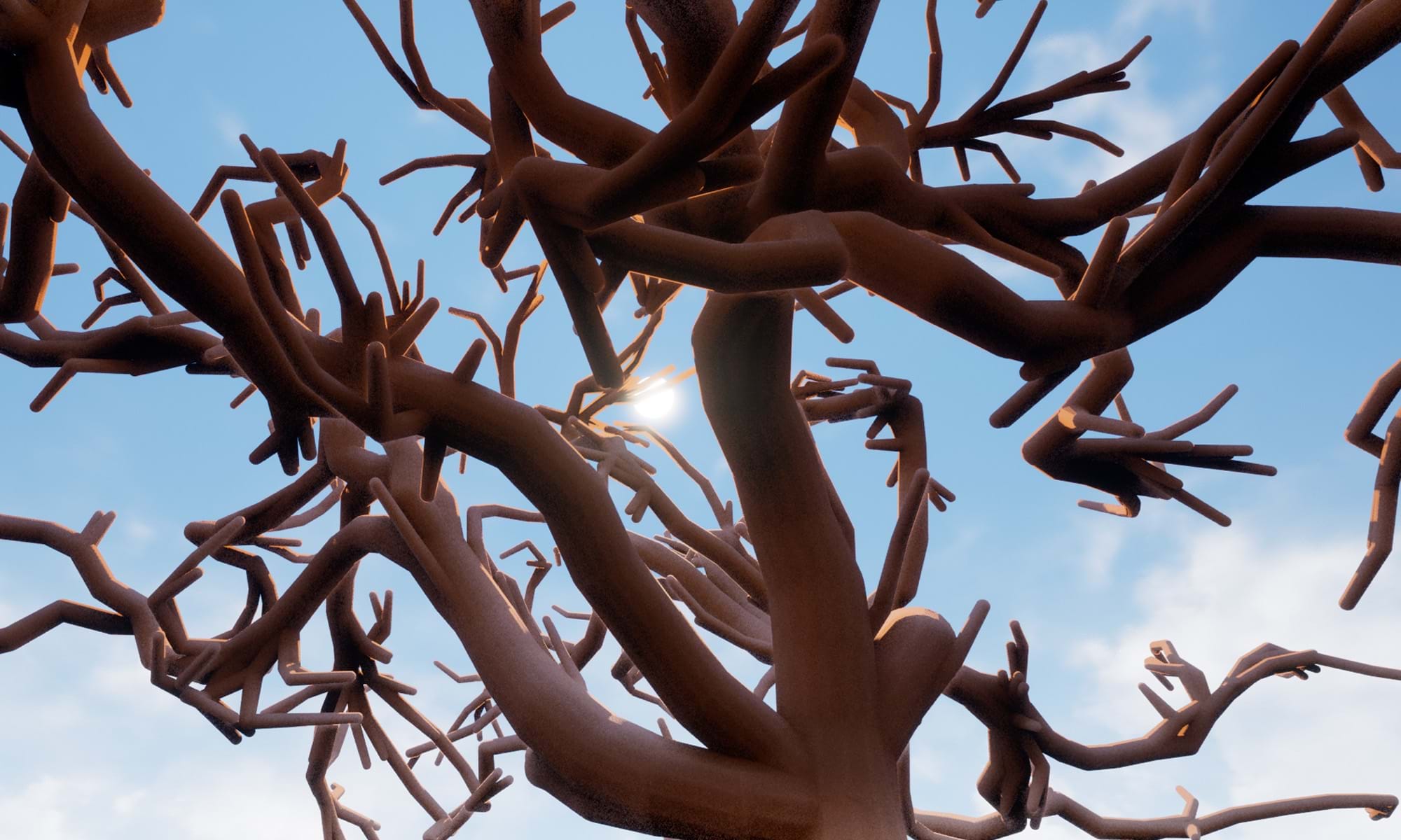 'Procedurally generating, environmentally responsive trees.' is a 2023 Digital Graduate Show project by Stylianos Zachariou, a Computer Game Applications Development student at Abertay University.