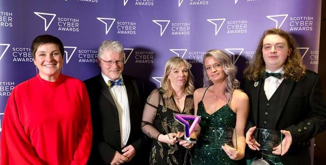 Members of Abertay staff at the Scottish Cyber Awards