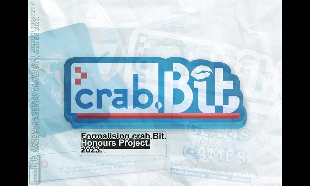 'Formalising crab.Bit: turning a student team into an enterprise.' is a 2023 Digital Graduate Show project by Lyes Oussaiden, a Games Design and Production student at Abertay University.