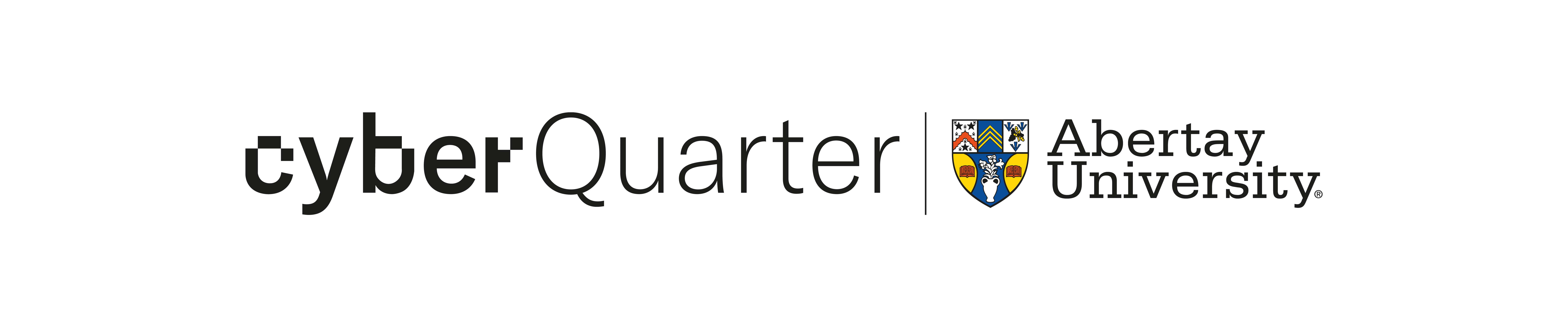 Abertay cyberQuarter logo in black on a white background